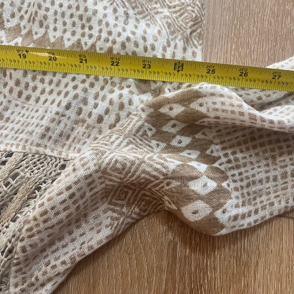 Chicos Linen Open Front Cardigan Tan Size 2 (L/XL) Kimono Boho Lagenlook Relaxed